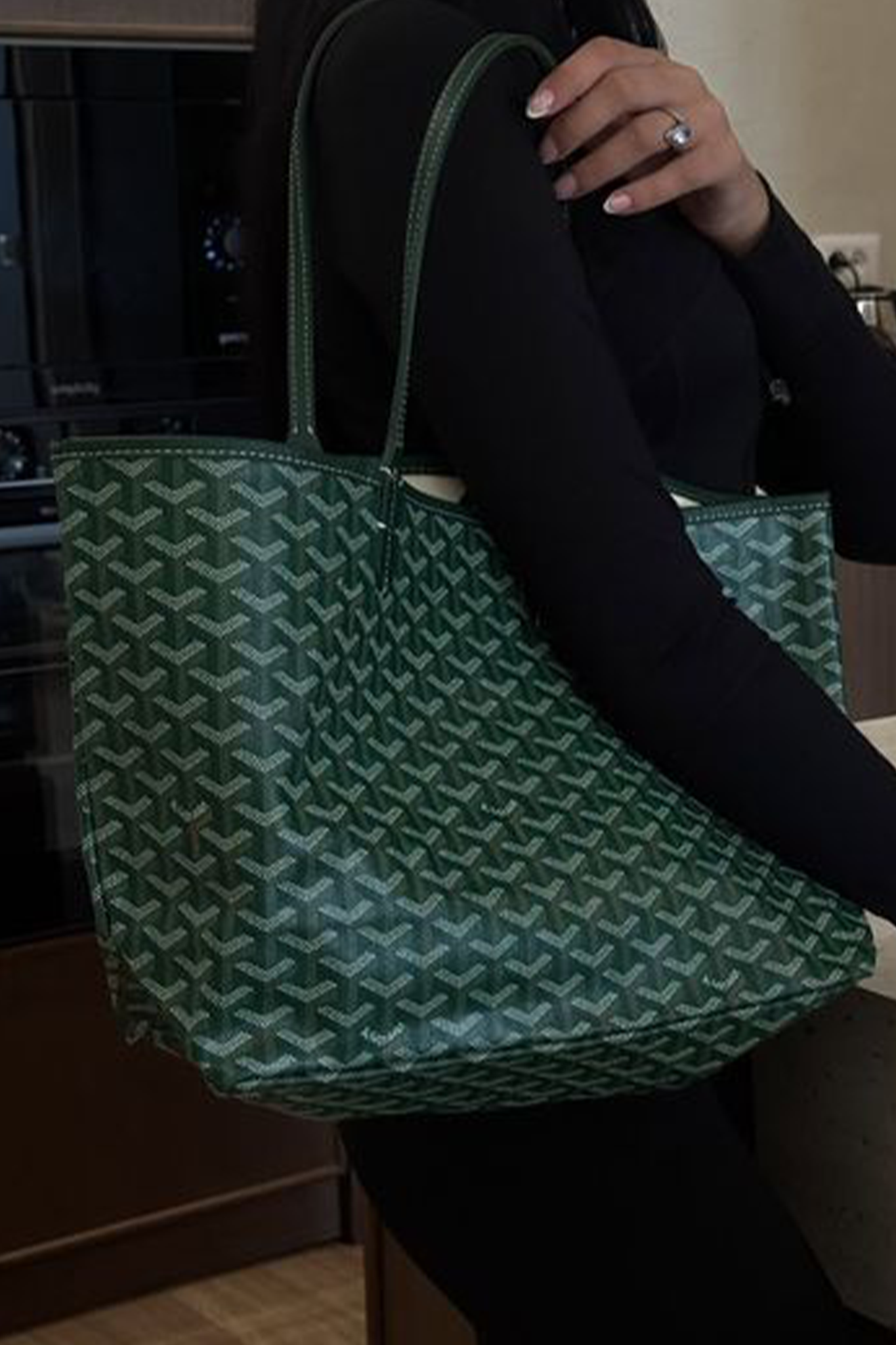 Goyard Tote Bag – Medium Green (With Pouch)