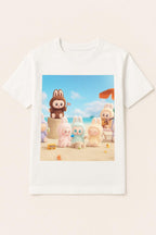 Labubu T-Shirt White (Labubu Bear On Beach TWO)