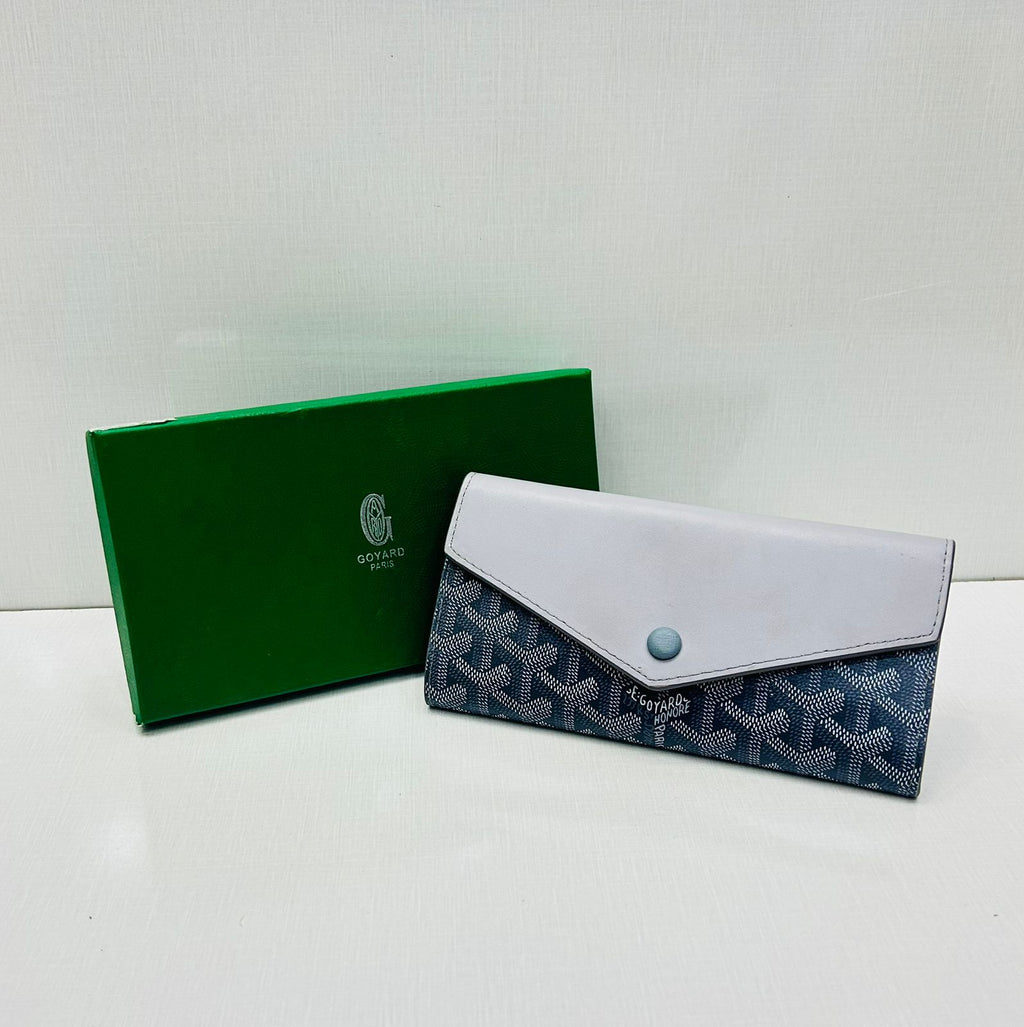 Goyard - Long Wallet Navy Blue, White Lap