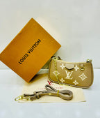 LOUIS VUITTION - Embossed Beige Shoulder Bag Set
