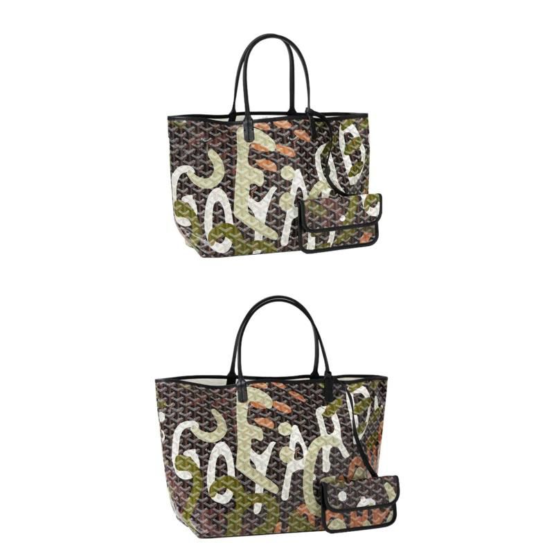 Goyard Black Leatherr Camouflage Goyardine Coated Canvas Limited Edition Saint Louis PM Tote