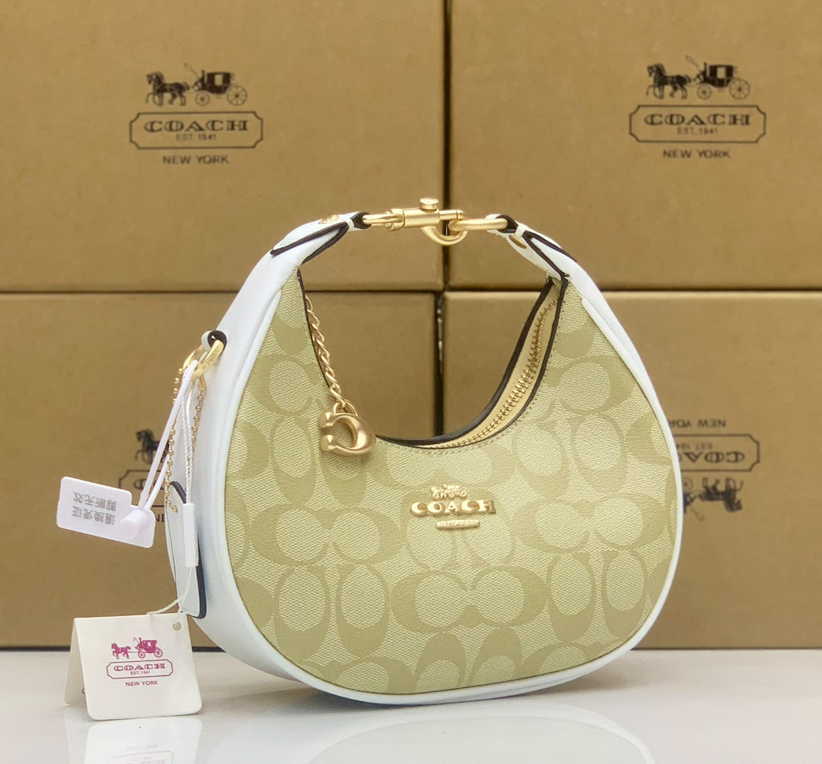 COACH JONIE BAG WHITE (INCLUDE BOX AND LONG STRAP )