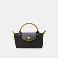 Longchamp Le Pliage Yellow Pouch With Handle (Black)