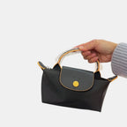 Longchamp Le Pliage Yellow Pouch With Handle (Black)